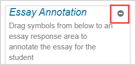 The minimize icon is highlighted to the right of the Essay Annotation heading.